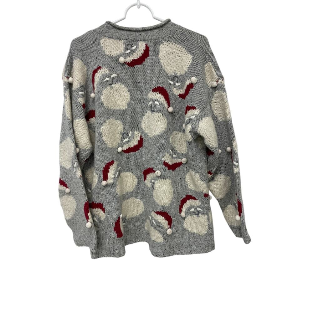 Orvis Pullover Sweater Womens Large Gray Christmas Santa 1/4 Zip Long Sleeve - Picture 2 of 7